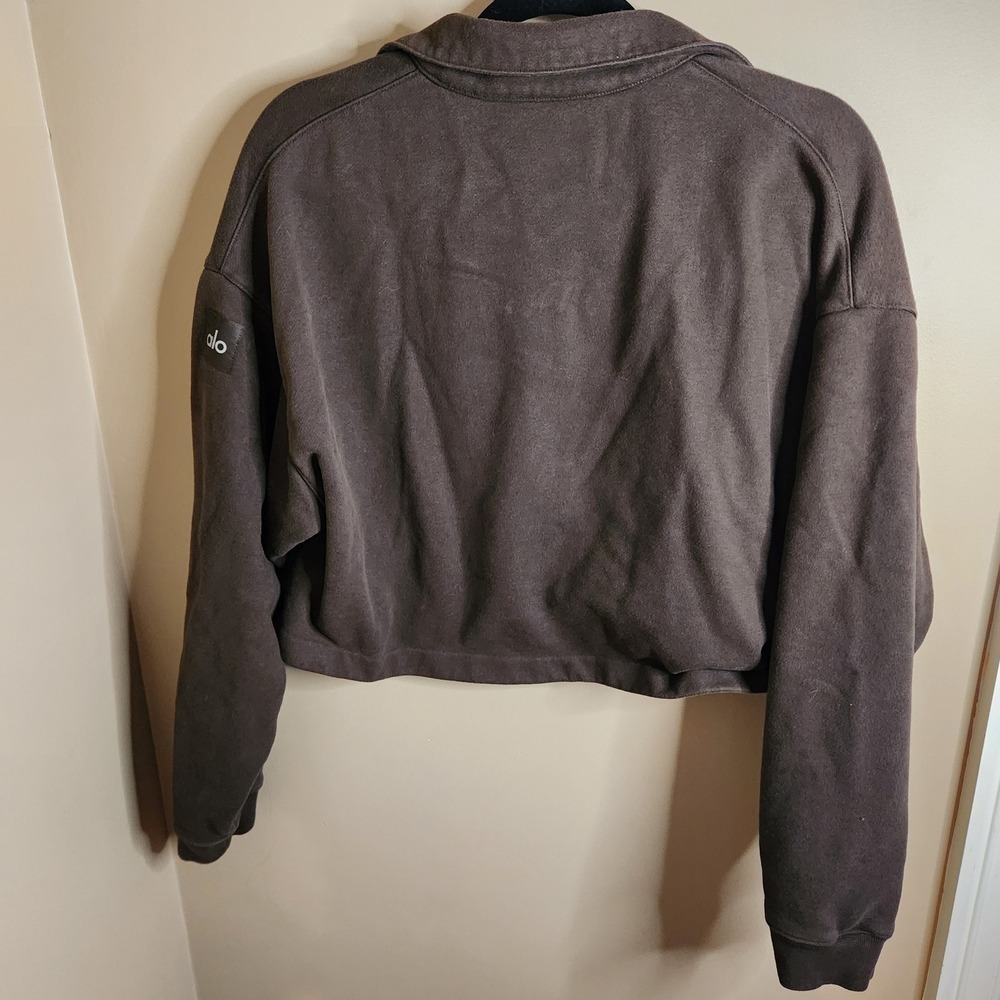 Alo Yoga Renown Jacket Brown Cropped Button Up Jacket Small - Picture 3 of 4